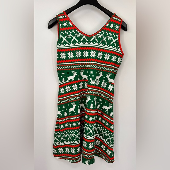 Haute Edition Women's Christmas Holiday Print Flared Skater Dress - Picture 3 of 3